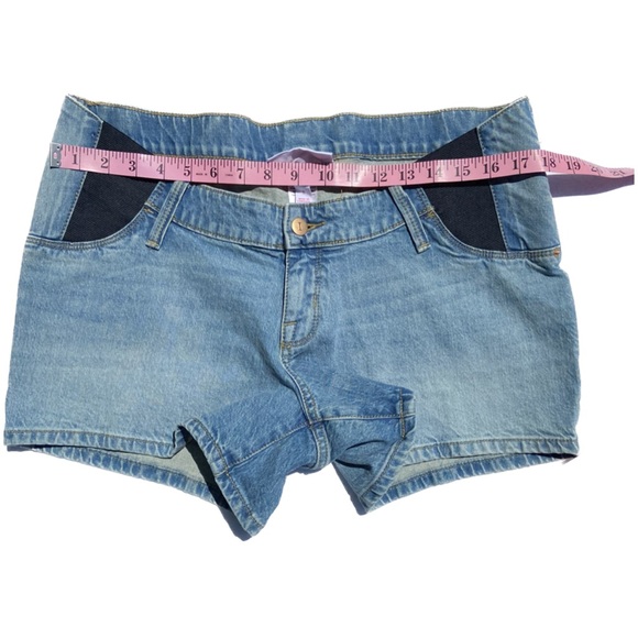 NWOT Isabel Maternity Under Belly Side Panel Blue Jean Midi Shorts Size 8 - Picture 4 of 7
